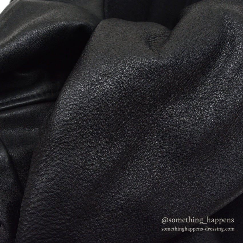 1990's GOLDEN BEAR ALL BLACK WOOL / LEATHER VARSITY JACKET... L