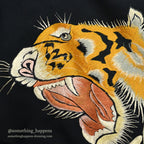 1950's~ JAPAN SOUVENIR JACKET TIGER HEAD UNUSUAL JACKET BLACK...