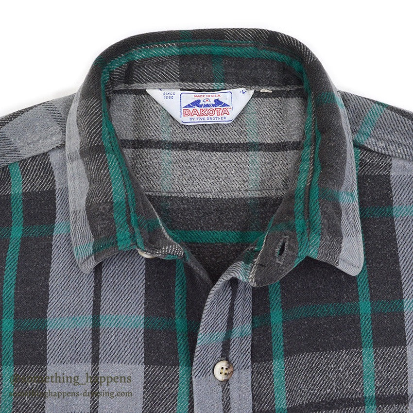 1980's~ DAKOTA BY FIVE BROTHER PLAID FLANNEL SHIRT...L