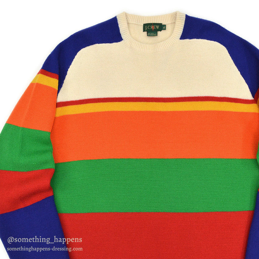 1990's J.CREW MULTI WIDE BORDER WOOL SWEATER... XL