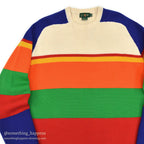 1990's J.CREW MULTI WIDE BORDER WOOL SWEATER... XL