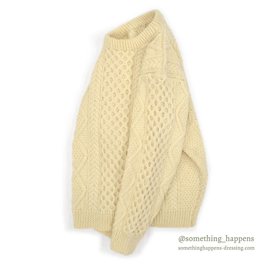 OLD IRISFREE WOOL HAND KNIT ARAN SWEATER...