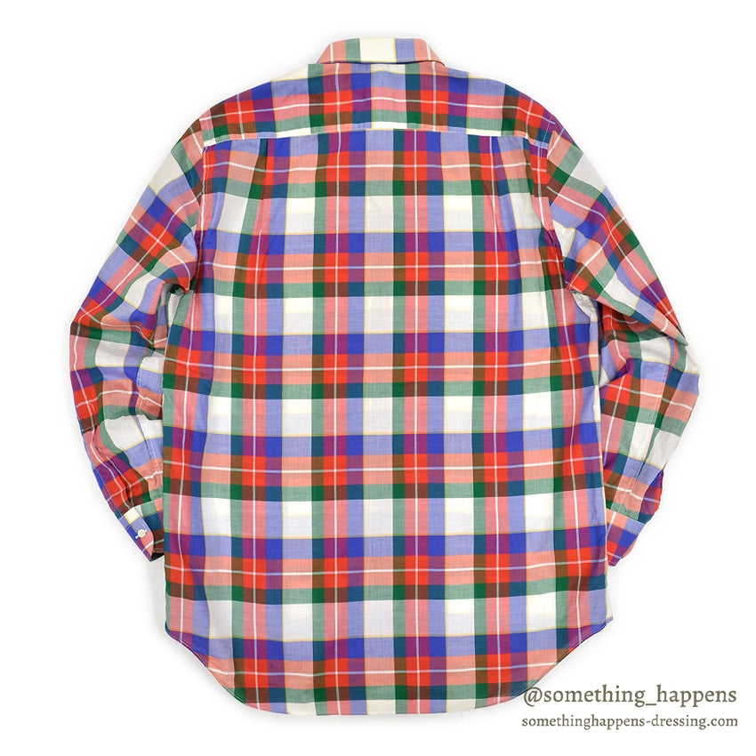 ~1980's CUZZENS PLAID COTTON DRESS SHIRT MADE IN IATLY 1 ... L