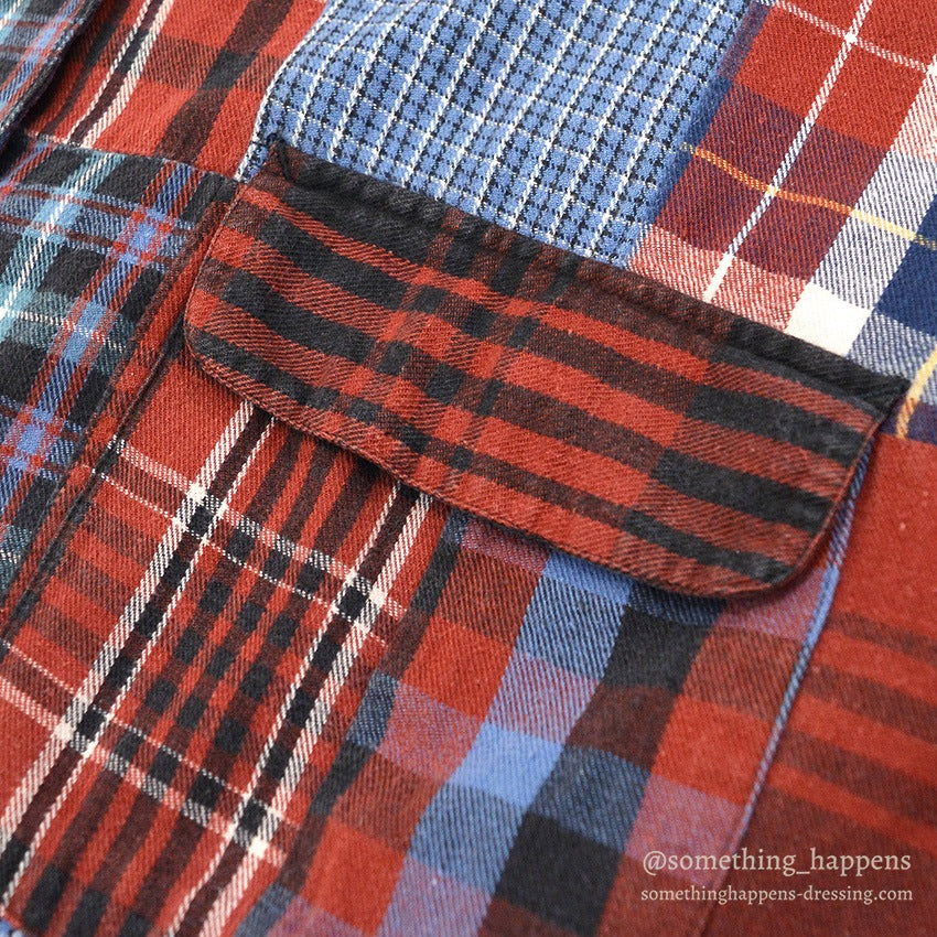 EDDIE BAUER PATCHWORK PLAID FLANNEL SHIRT ... M