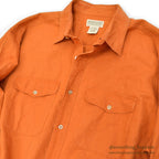 1980's BANANA REPUBLIC SAFARI & TRAVEL ORANGE LINEN SHIRT ... L