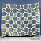 ANTIQUE EIGHT POINT STAR INDIGO CALICO PATCHWORK QUILT... 202cm/168cm