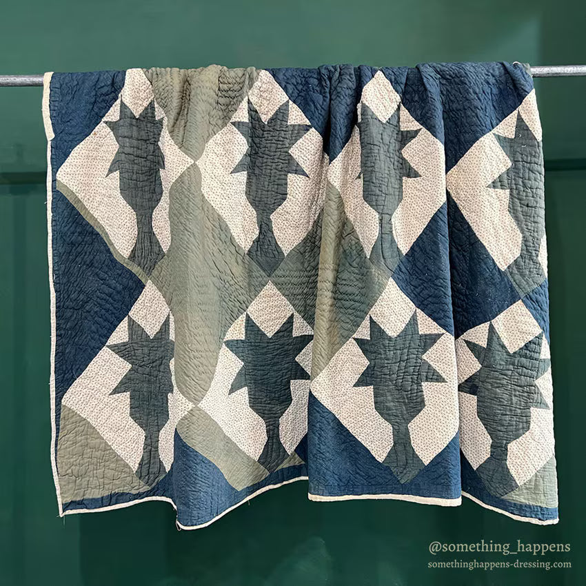 ANTIQUE PAUM TREE PATCHWORK QUILT ... 208cm/208cm