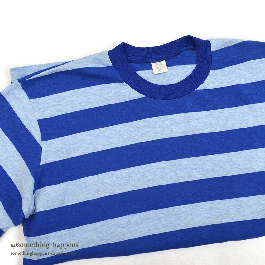 ~1980's BLUE STRIPED T-SHIRT ... LARGE