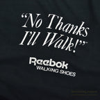 1980's ANVIL REEBOK " No Thanks I'll Walk! "ADVERTISING T-SHIRT BLACK ... XL