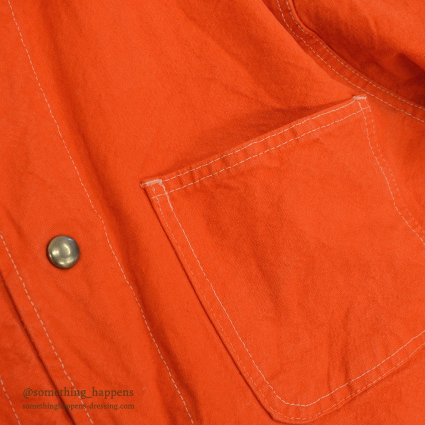 1980's~ ORANGE OVERDYED CANVAS COVERALL...