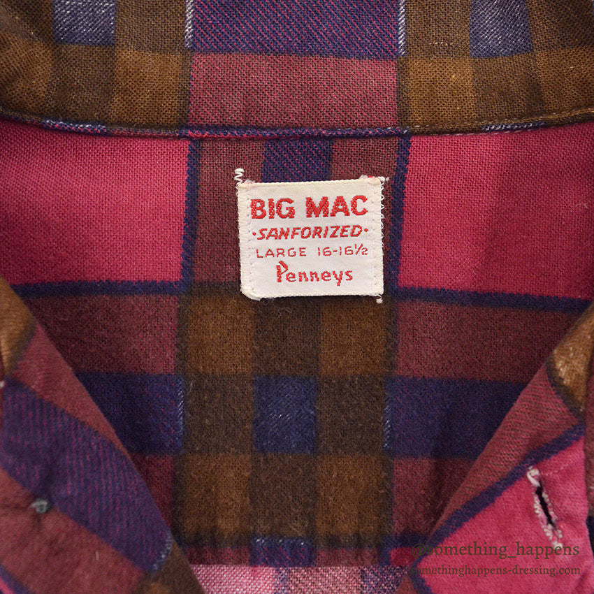 1960's BIGMAC PRINT FLANNEL SHIRT RARE COLOR... L