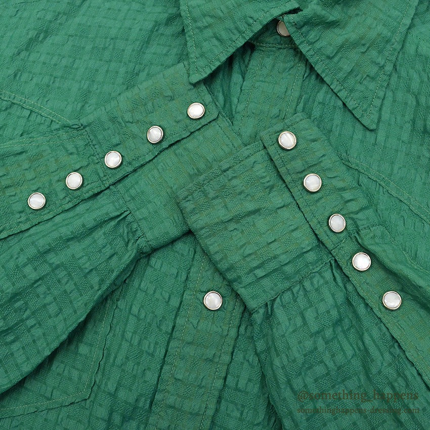 1950's UNUSUAL GREEN NYLON WESTERN SHIRT...