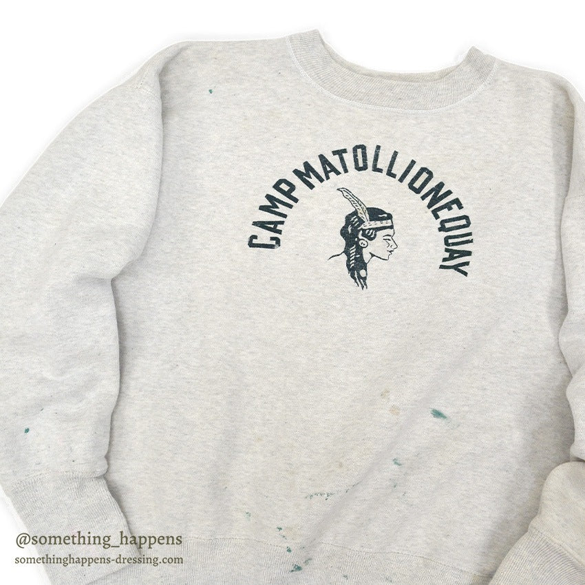 1950's CHAMPION RUNNER TAG INDIAN HEAD FLOCK PRINT SWEAT SHIRT ... L