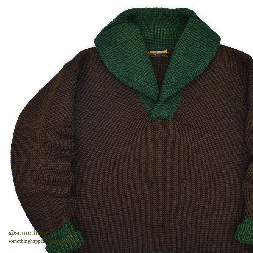 1930's Oakes Bros TWO-TONE SHAWL COLLAR SWEATER...