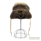1960's EDDIE BAUER MOUTON FUR DOWN HAT / AUTUMN TAN...XL