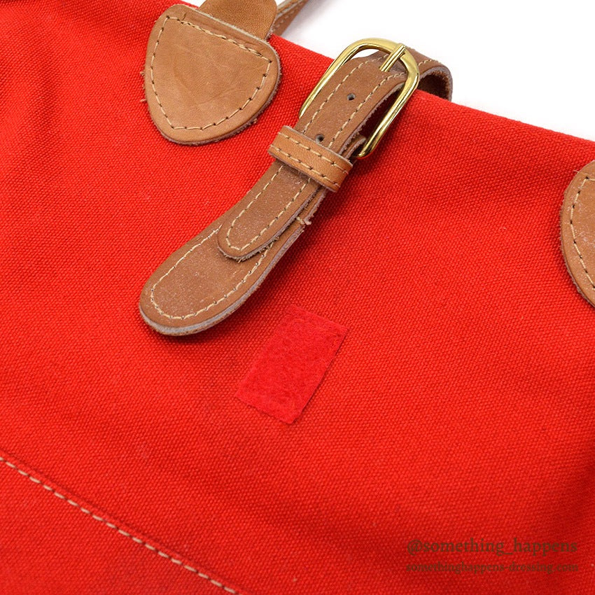 1980's~ DEADSTOCK BANNER HOUSE CANVAS BAG / LEATHER HANDLE...