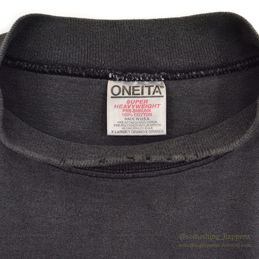 1990's ONEITA FADED BLACK L/S TEE / SUPER HEAVYWEIGHT ... XL