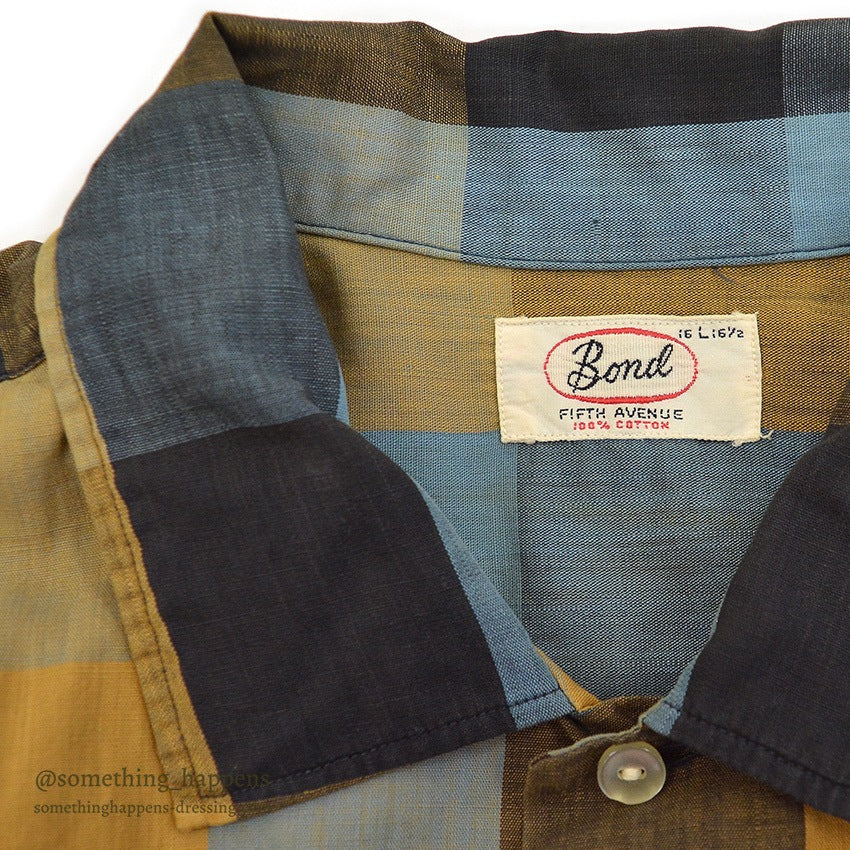 1960's BOND FIFTH AVENUE BLOCK PLAID SHIRT...L