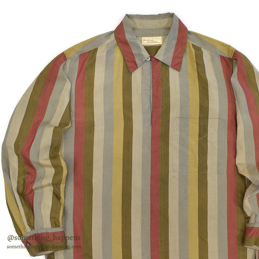 1950's~ OLD MULTI COLOR STRIPE PULLOVER SHIRT...