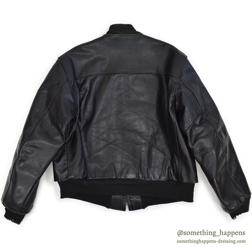 1950's HORSEHIDE ALL BLACK LEATHER SPORT JACKET / RARE DETAIL ...