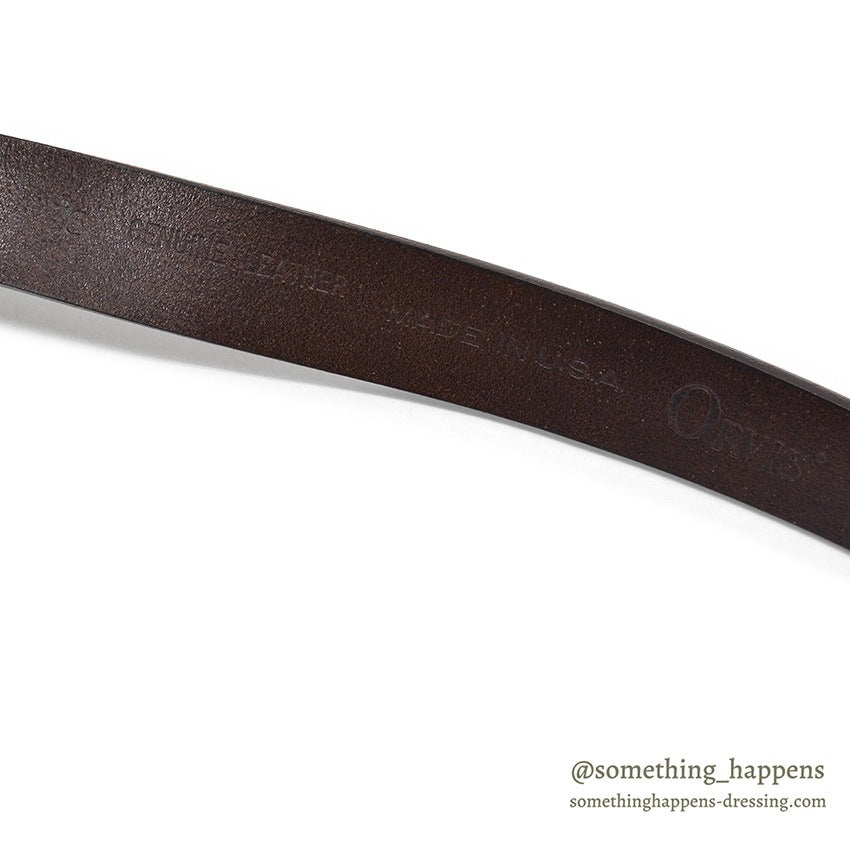 1980's~ ORVIS BRASS HOOK LEATHER BELT / BROWN...