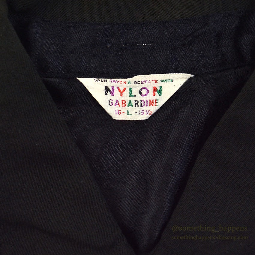 ~1960's BLACK RAYON GABARDINE SHIRT...L