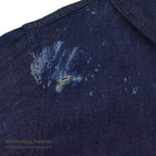 1940's USNAVY WW2 SHAWL COLLAR DENIM JACKET / DARK AND DAMAGED...