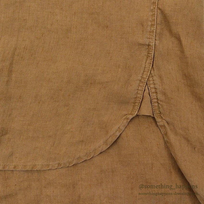 1990's J.CREW BROWN LINEN B/D SHIRT ... M