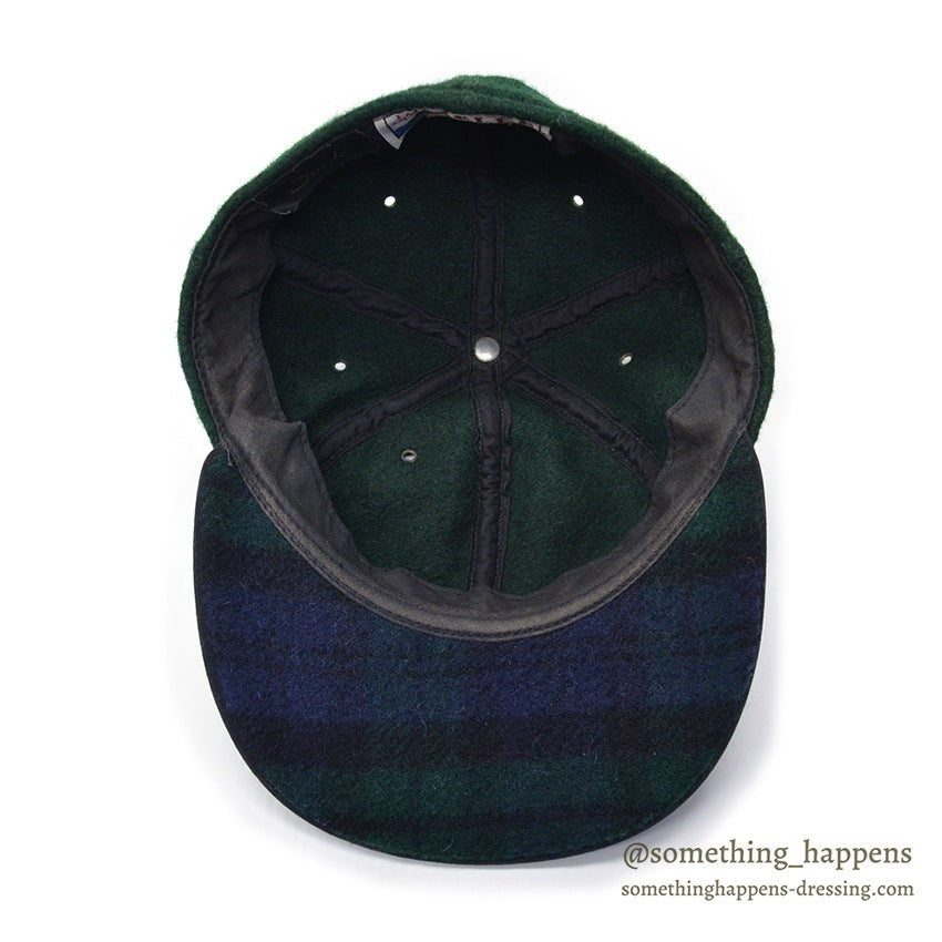 1990's LAKE OF THE ISLES GREEN WOOL / SUEDE LEATHER CAP... L