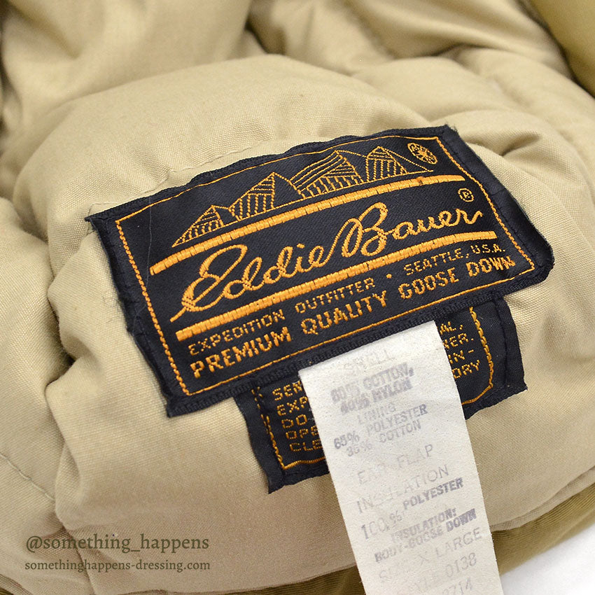 1980's EDDIE BAUER EAR FLAP DOWN CAP / TAN...XL