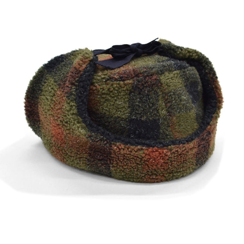 1990's LAKE OF THE ISLES PLAID FLEECE TRAPPER HAT...L