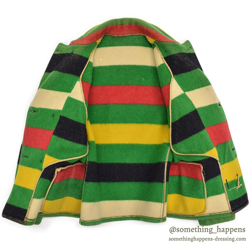1930's ZERO KING STRIPED WOOL BLANKET JACKET / SHORT STYLE ...