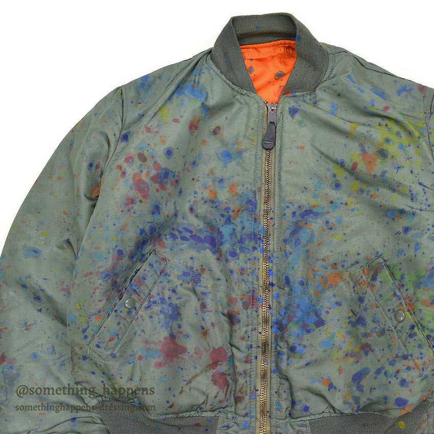 1960's USAF MA-1 FLIGHT JACKET / PAINT SPLATTER...L