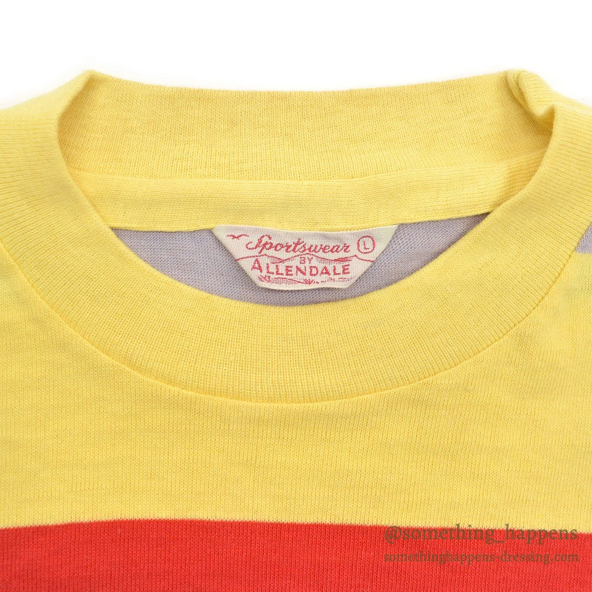1960's DEADSTOCK ALLENDALE WIDE BORDER STRIPED L/S TEE ... L
