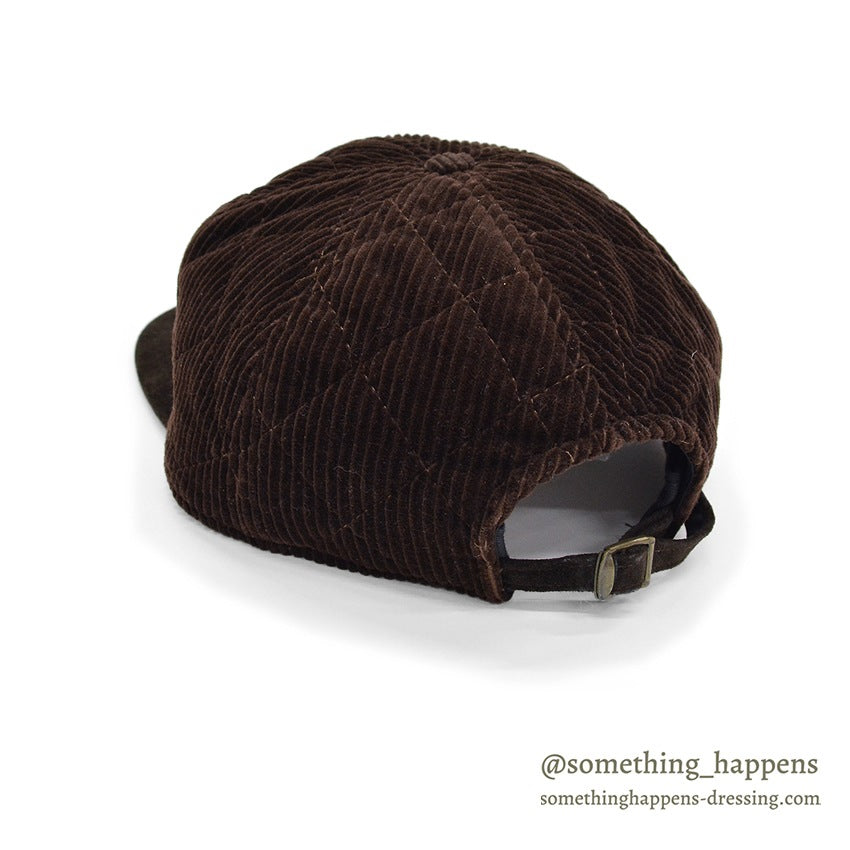 1990's EDDIE BAUER QUILTED CORDUROY CAP / BROWN...