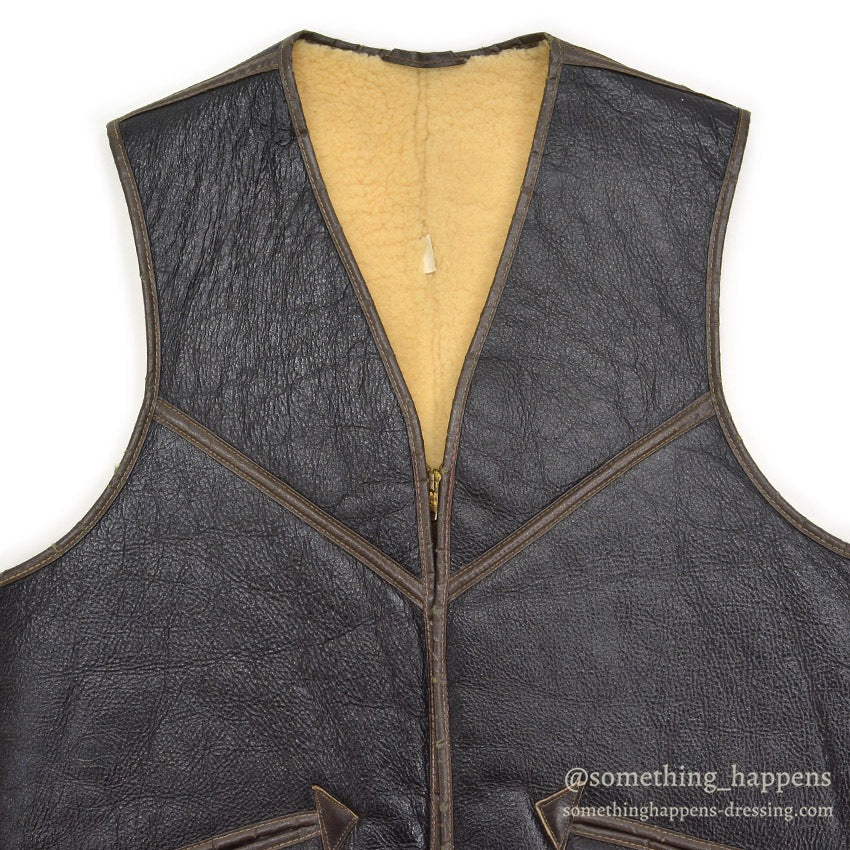 1960's POWR HOUSE SHEARLING WORK VEST...M