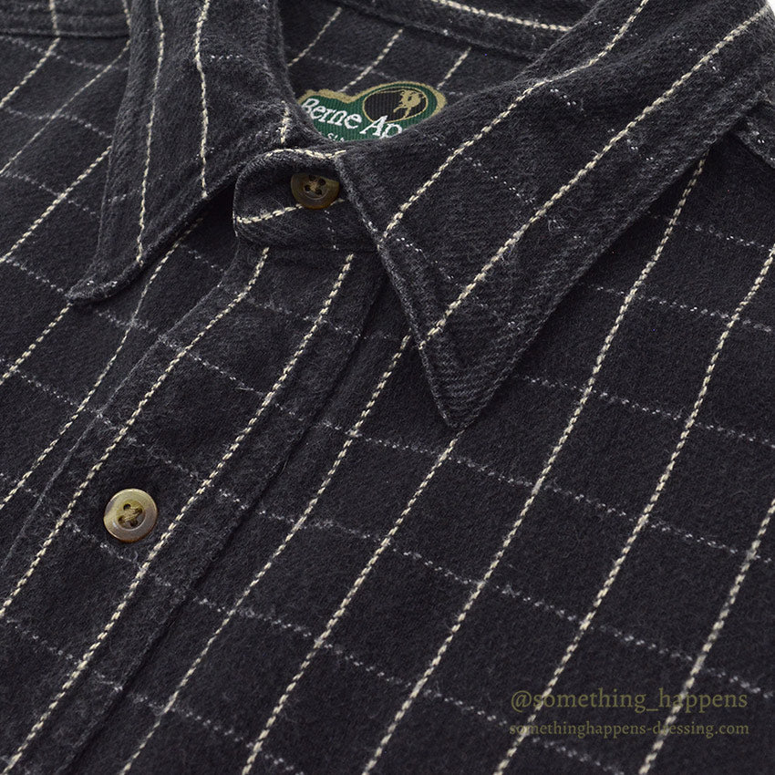 1990's BERNE BLACK COTTON HEAVY FLANNEL SHIRT... L