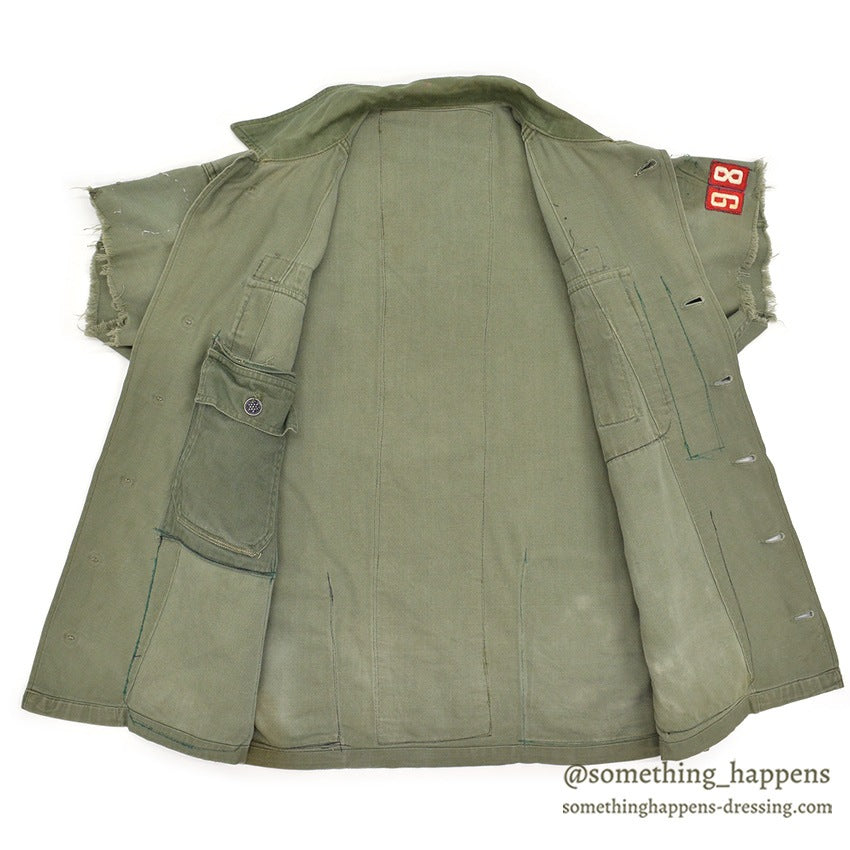 1950's USARMY UTILITY SHIRT MODIFIED FOR PERSONALIZED CYCLING SHIRT...