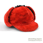 1960's~ RED FAUX FUR TRAPPER HAT...XL