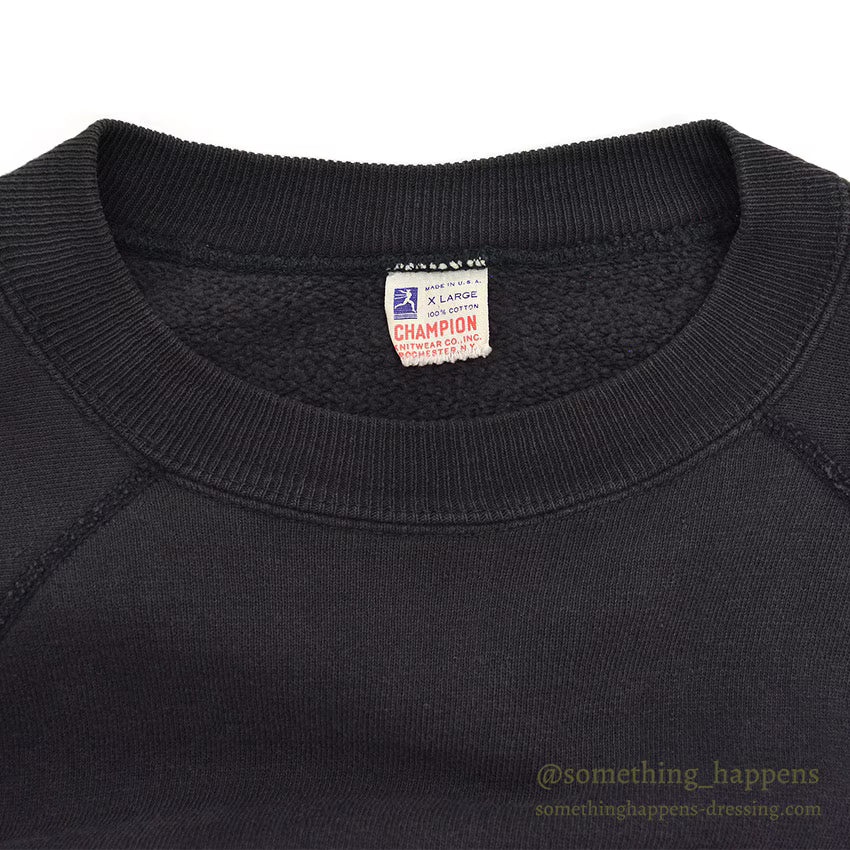 1960's CHAMPION UWM FLOCK PRINT SWEAT SHIRT / BLACK...XL