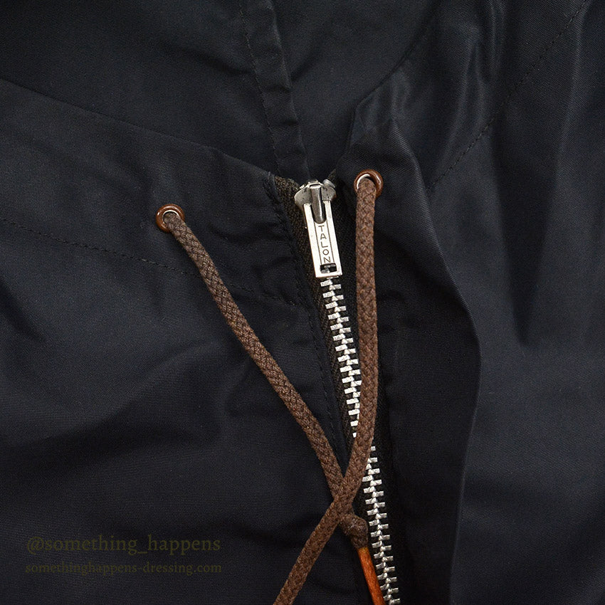 1950's SKI-WELL SEATTLE WOOLEN CO. BLACK NYLON ANORAK PARKA...