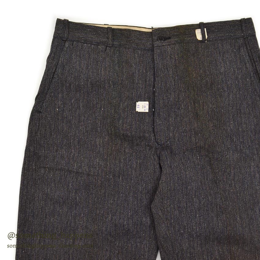 c.1940 DEADSTOCK OLD COTTON STRIPE WORK PANTS / ESSEX TROUSERS ... W33/L31