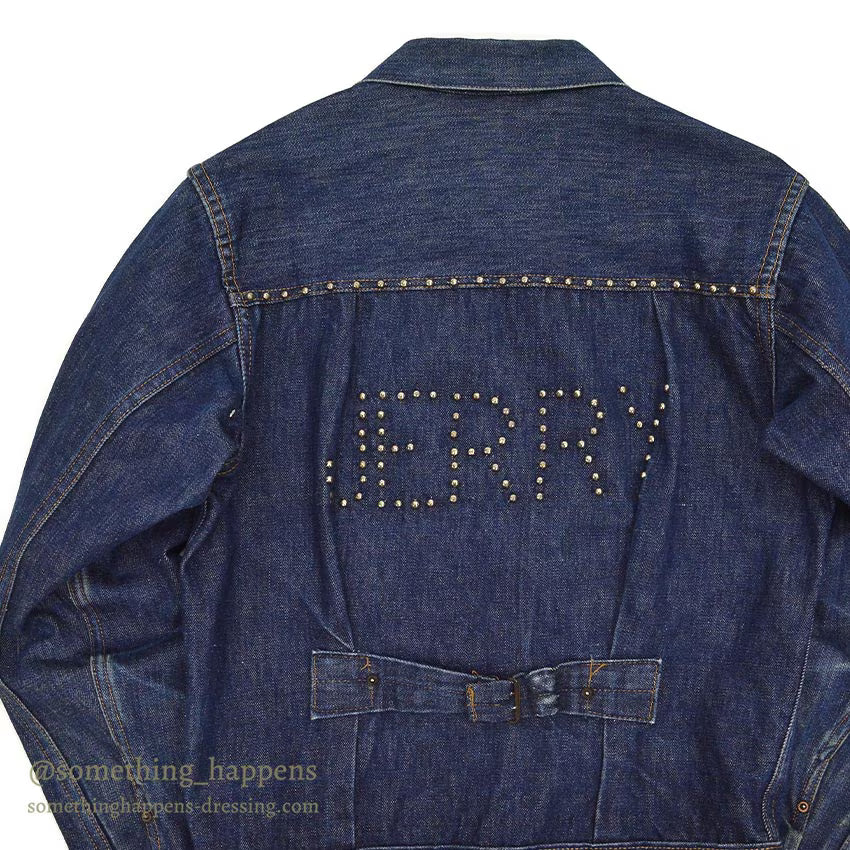 1940's~ MONTGOMERY WARD 101 BUCKLE BACK DENIM JACKET / COOL STUDS...