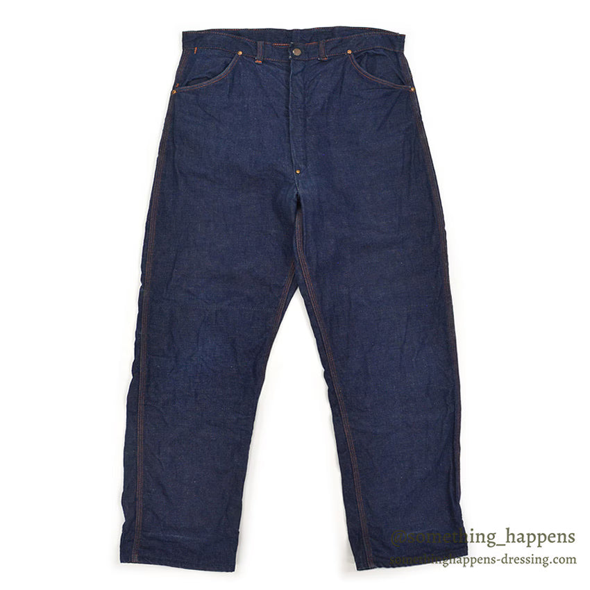 1950's UNKNOWN DOUBLE KNEE DENIM PAINTER PANTS / FLANNEL LINED ... W33/L30