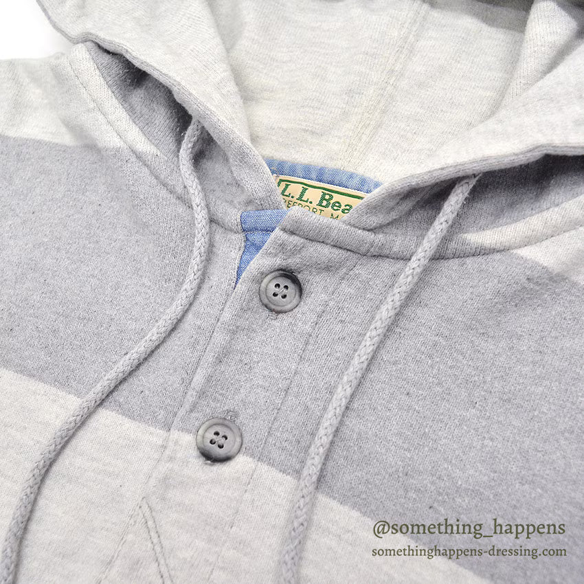 1980's LLBEAN STRIPED COTTON SWEAT HOODIE... L-TALL