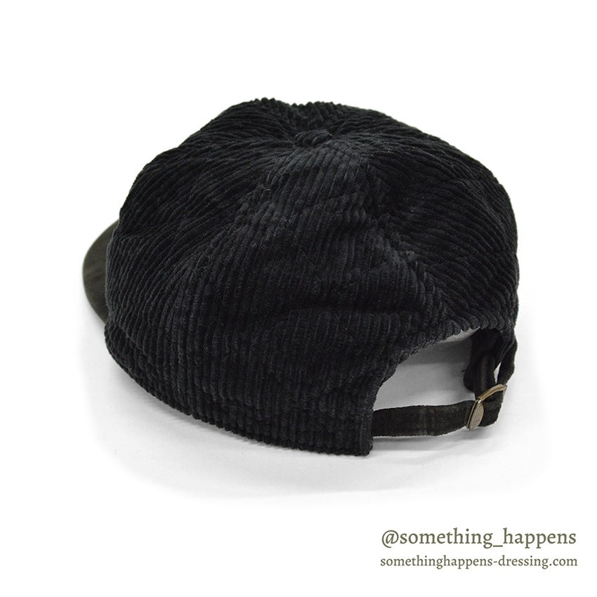 1990's EDDIE BAUER QUILTED CORDUROY CAP / BLACK...