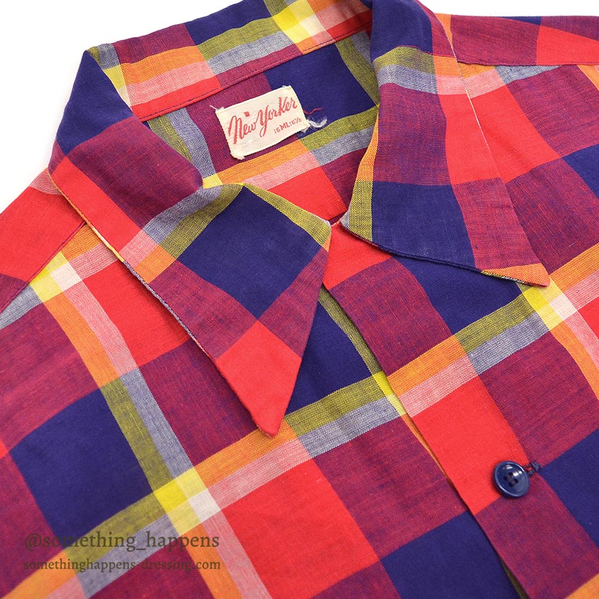 1950's NEW YORKER VIBRANT COLOR PLAID SHIRT ...