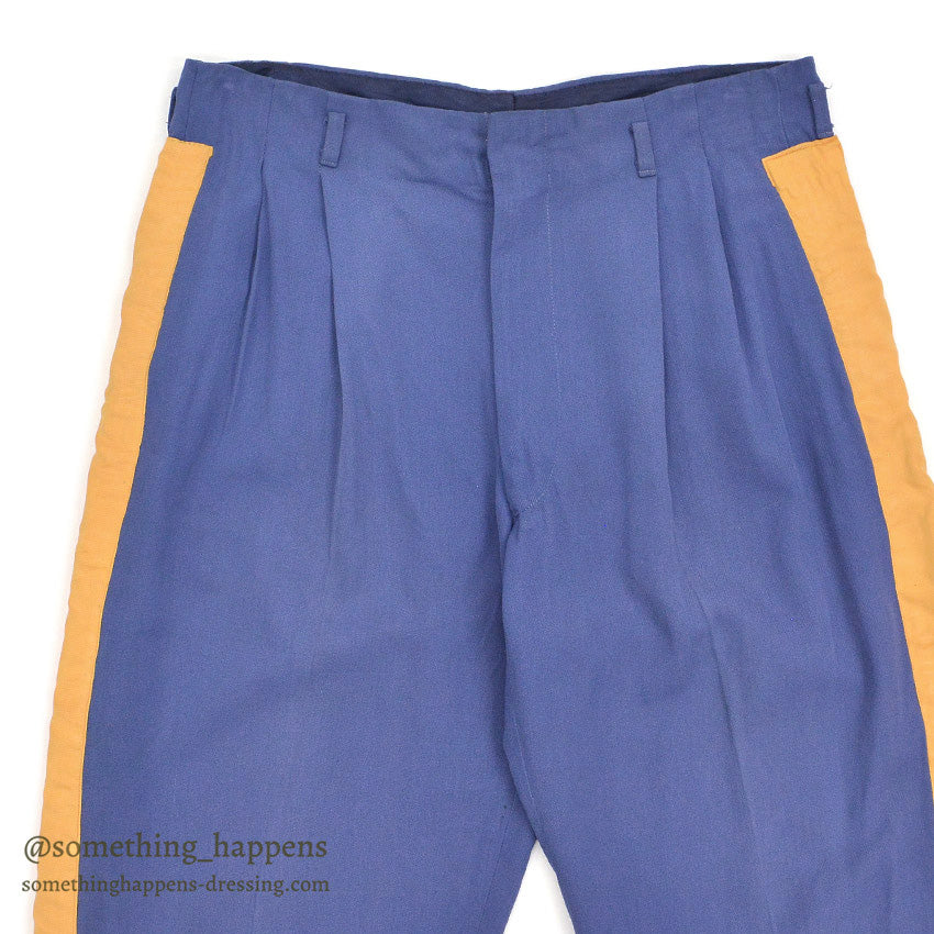 1960's RAYON YELLOW LINE BLUE SLACKS... W32