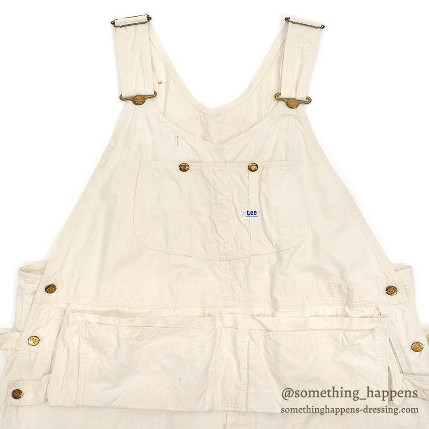 1950's Lee DOUBLE-KNEE OVERALL OFF WHITE / WITH APRON ... W42/L31
