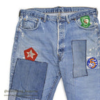 1960's LEVI'S 501 BIGE PATCHWORK / PERSONALIZED REPAIR ... W37/L29